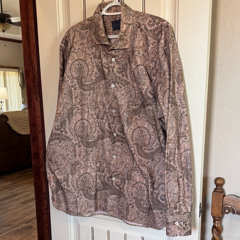 Caldera Carmel 100% Cotton Paisley Button-Up Shirt. Excellent Quality. Nice!